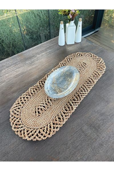 Home Inn Home Textile 1 Piece Wicker Look Decorative Runner Stain Resistant Natural
