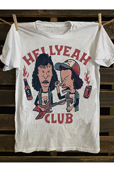 AEMİ Tricou oversize unisex Hell Yeah imprimat cu decolteu rotund