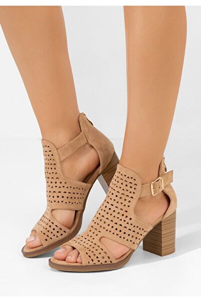 B T Shoes Sandale cu toc gros Trudy bej