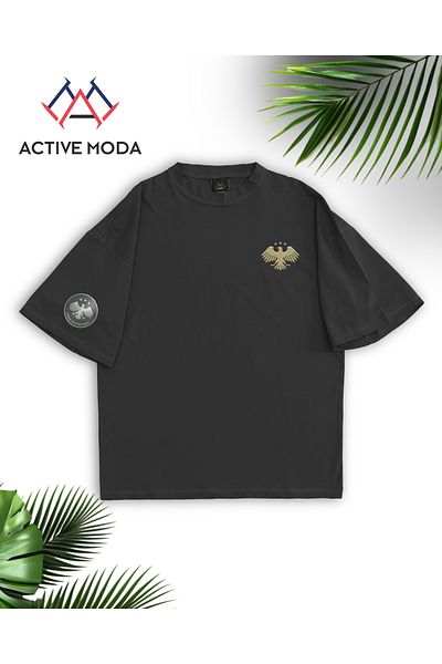 ACTIVE MODA -Men's Cotton Printed Gold Eagle Tshirt Oversize Big Size
