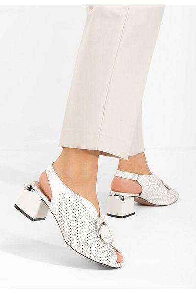 B T Shoes White Cortilia chunky heel sandals
