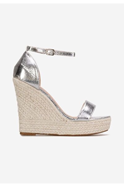 B T Shoes Dajana silver espadrille platform sandals