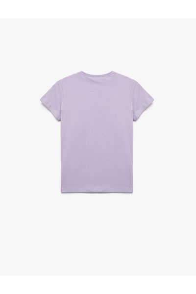 Koton Tricou cu mânecă scurtă, cu decolteu, cu imprimeu inimă din bumbac