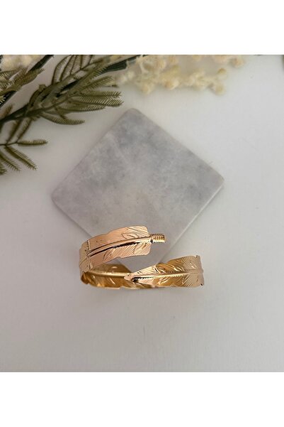 YENGEÇ Gold Yaprak Model Pazı Bilekliği