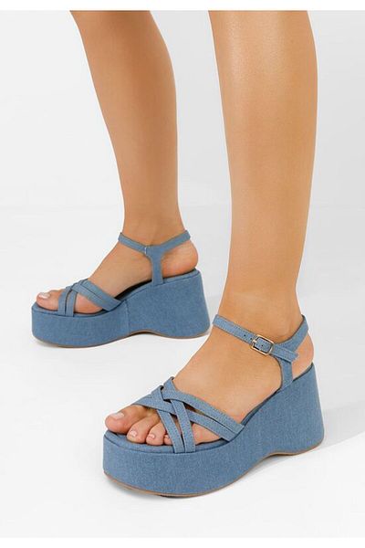 B T Shoes Sandale cu platformă Jenise din denim