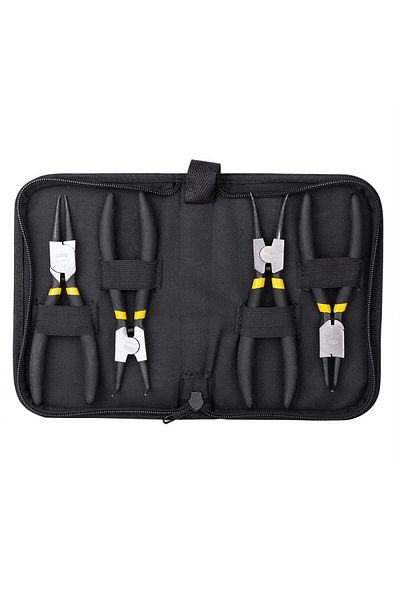 Deli 4 Piece Circlip Pliers Set, Internal And External Straight And Bent, 7 Inch Steel Tools