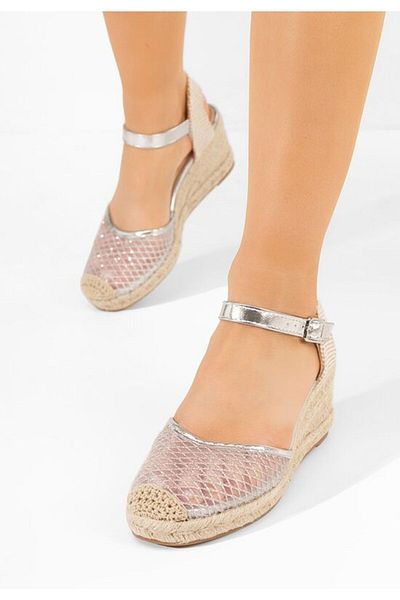 B T Shoes Shellyana silver espadrille sandals