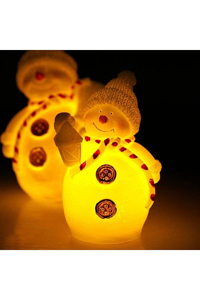 CCLIFE Set of 2 illuminated Christmas decorations Cclife, LED, wax, white/red, 16 x 11 x 7 cm