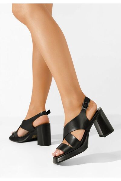 B T Shoes Γυναικεία μαύρα δερμάτινα σανδάλια Σιάνα
