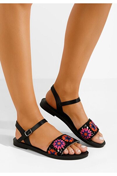 B T Shoes Sandale cu talpa joasa Annea negre