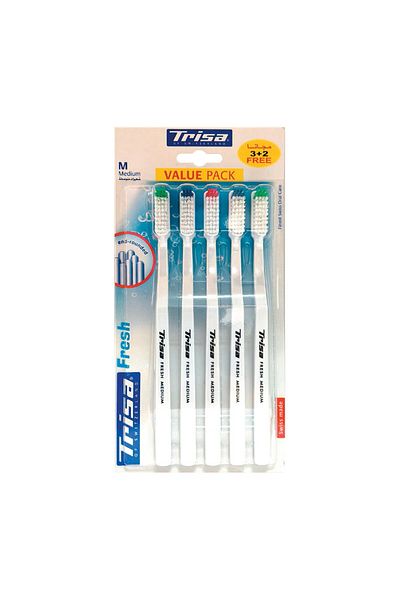 Trisa Medium Toothbrush 3+2