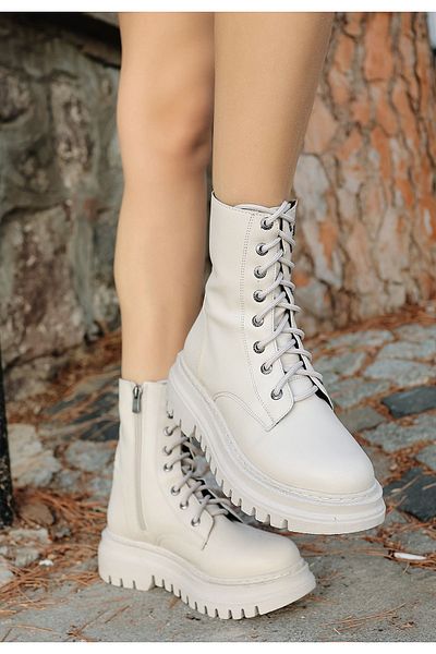 CONAHOME Toan Beige Leather Laced Boots