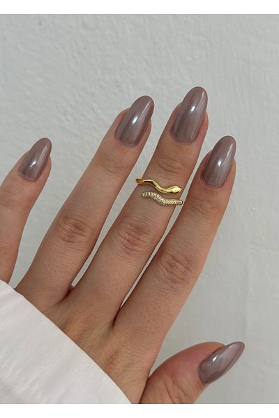 KİLİGİSTANBUL Zircon Stone Snake Ring (Size Adjustable)