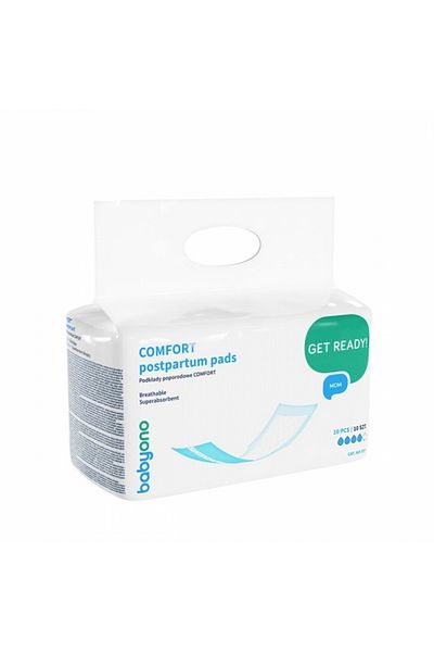 Babyono Set 10 absorbante postnatale conturate cu forma anatomica, 597, Alb