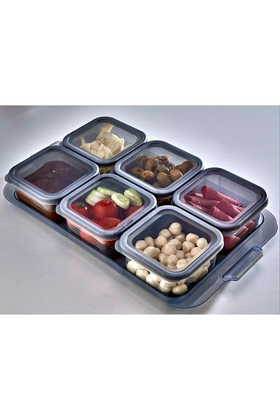 Cosiness Pratic 6-Piece Breakfast Set with Tray - (6 Storage Containers 400 Ml.+1 Tray)