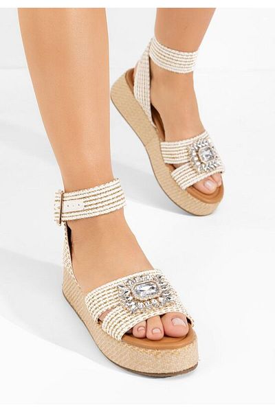 B T Shoes Dorety white espadrille sandals