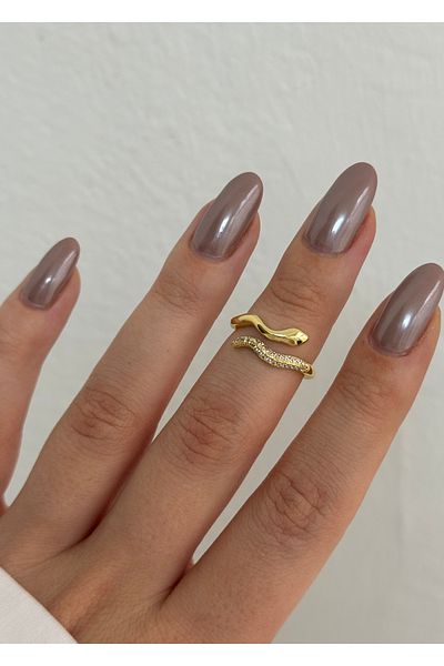 KİLİGİSTANBUL Zircon Stone Snake Ring (Size Adjustable)
