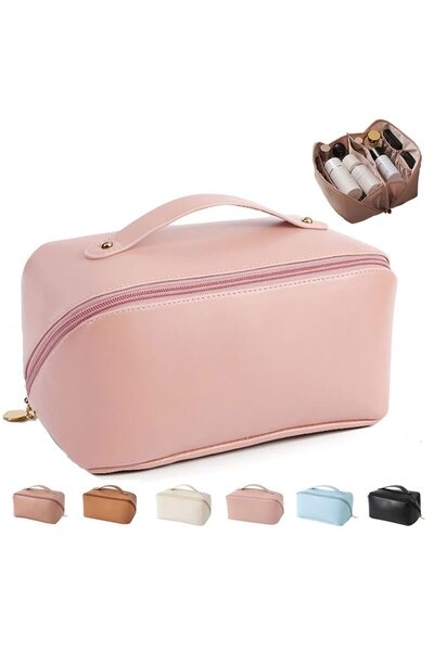 O Ozone حقيبة مستحضرات تجميل للسفر بسعة كبيرة للنساء | حقيبة مستحضرات تجميل م...