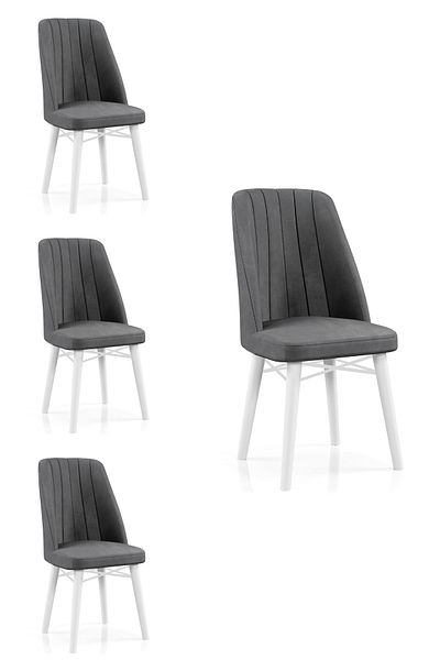 Desire Babyface Berlin Chair Set, 4 pcs Package, dining, kitchen, wooden legs White