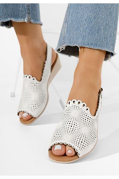 B T Shoes Claudia women's white leather sandals