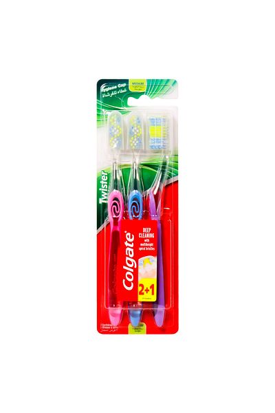 Colgate Twister Deep Cleaning Medium Toothbrush Assorted Colours 2+1