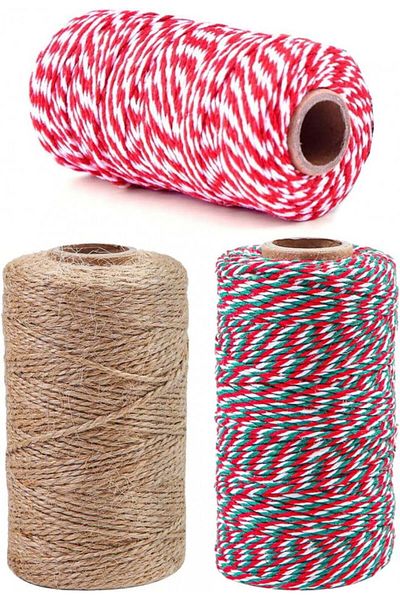 RSVOM Set of 3 rolls of RSVOM twine, cotton/jute, multicolor, 300 m