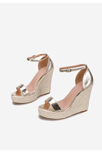 B T Shoes Dajana gold espadrille platform sandals