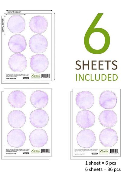 SOOOEC Set of 36 SOOOEC wall stickers, PVC, purple, 6 x 6 cm