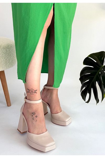 CONAHOME Kawer Beige Skin Heeled Shoes