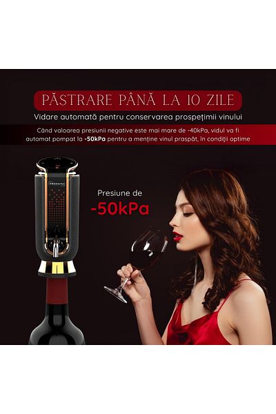 VRSmarty Wine and Other Beverage Dispenser, Automatic Decanting - Touch, Integrated Aerator, Vacuum Function, Usb