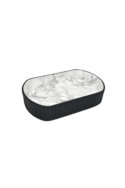 hilal 959-02 SİYAH BEYAZ MERMER DESENLİ ÇANAK LAVABO