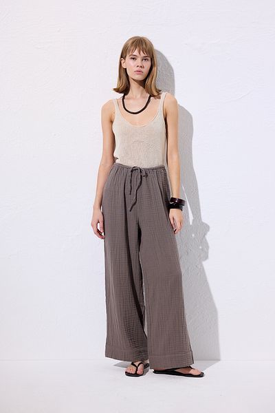 Manuka Muslin Tie Trousers Gray