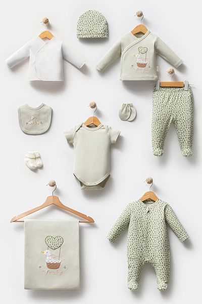Bebitof Cute Duck in Basket Patterned 10 Piece Boxed Newborn Hospital Outfit Set
