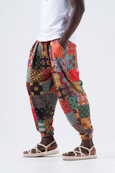 SUPERBLUE Men's Patterned Colorful Baggy Jogger Baggy Trousers