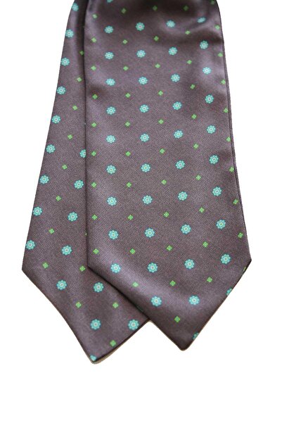 Kravatkolik Gray Floral Pattern Italian Silk Ascot Scarf K654