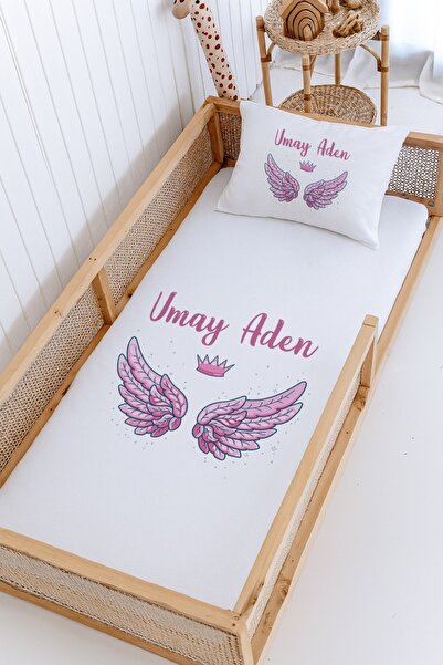 Lilabio %100 Pamuk İsme Özel Montessori Yatak Pike Seti 100x200 Melek