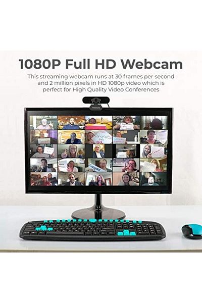Promate كاميرا ويب بروميت بدقة 1080 بكسل مع ميكروفون وتركيز تلقائي ممتاز وكاميرا ويب USB احترافية عالية الدقة بالكامل مع ضوضاء مدمجة