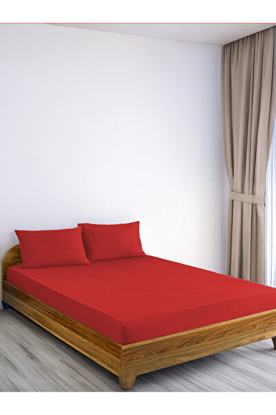 SENNORA Deluxe Series Cotton Satin Fitted Sheet Set Striped Double