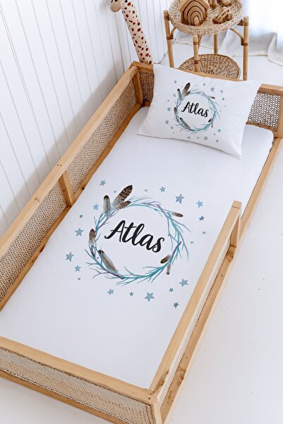 Lilabio %100 Pamuk İsme Özel Montessori Yatak Pike Seti 100x200 Yıldızlar