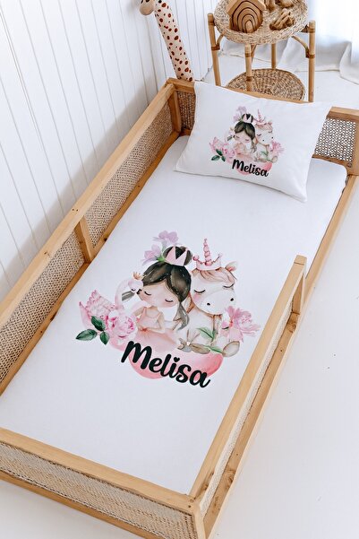 Lilabio %100 Pamuk İsme Özel Montessori Yatak Pike Seti 100x200 Prenses ve Un...