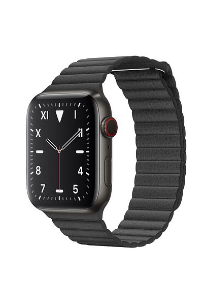 THD Black leather loop strap for Apple Watch 42/44/45 mm, universal size, series 1,2,3,4,5