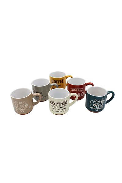 Gift Design Set of 6 ceramic mugs, Siaki Collection, 120 ml