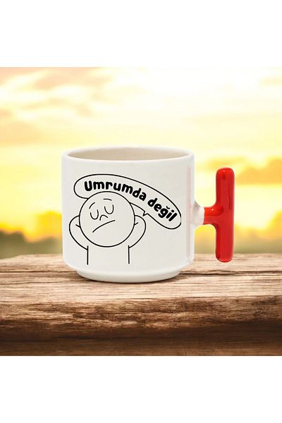 BB TRADE I Don'T Care Designed Red t Handle Ceramic Printed Mug 250 ml