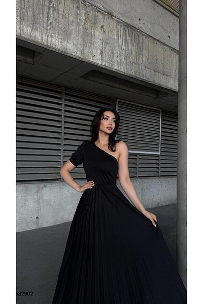 Modafeminen Βραδινό φόρεμα με πλισέ με έναν ώμο 582902 ΜΑΥΡΟ