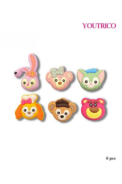 Youtrico 6pcs Cute Cartoon Jibbitz Charms for Crocs - Playful Slipper Ornament Set