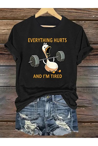 DAXİS Sportwear Company KADIN Tavşan Baskılı Bisiklet Yaka Tişört