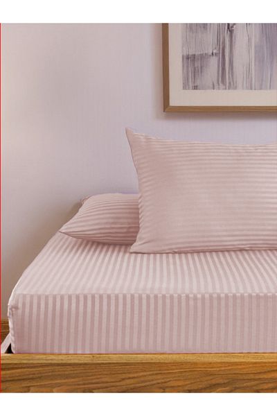 SENNORA Deluxe Series Cotton Satin Fitted Sheet Set Striped Double