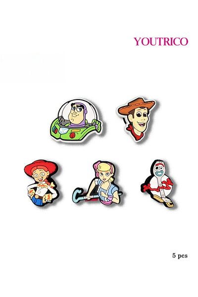 Youtrico 5pcs Cute Cartoon Jibbitz Charms for Crocs - Playful Slipper Ornament Set