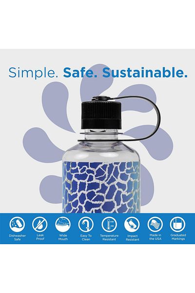 NALGENE 16 oz Nm Tritan Water Bottle Flask 0.5 Liter Rainbow Giraffe 682023-0012