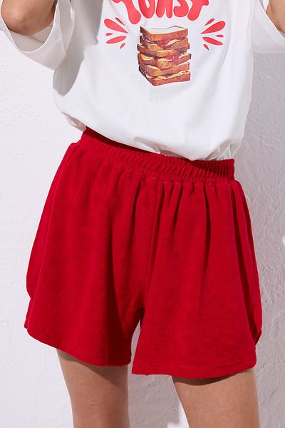 Manuka Towel Fabric Shorts Red